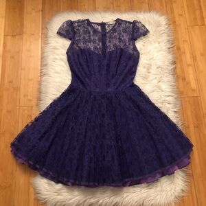 Jones + Jones Purple Lace Tulle Sheer Back Barbiecore Fairycore Mini Dress 8